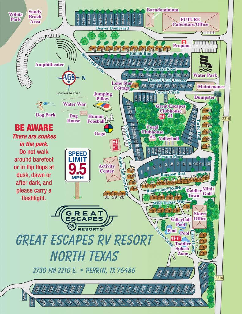 Park Map of Great Escapes RV Resort North Texas RV Park Perrin